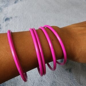 Set of 5 Pink Plastic Bangles – Bright & Playful